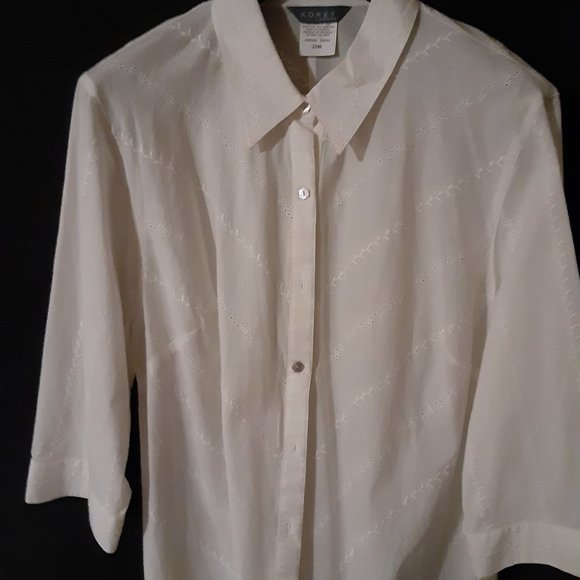 Blouse, White Eyelet, Koret, size 20, 3/4 sleeve - Picture 3 of 6
